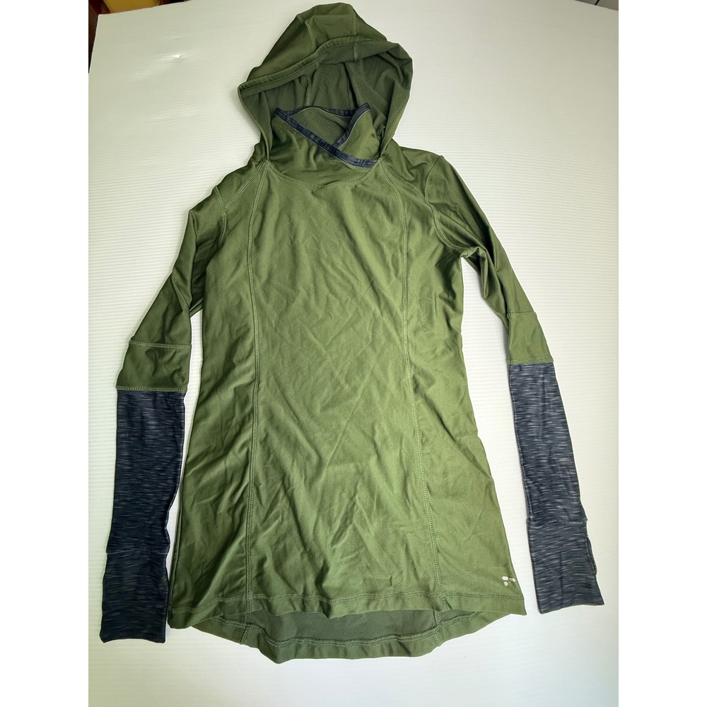 BCG Womens L Turbo Warmth‎ Olive Green Hoodie Pullover Long Sleeve Athletic Top